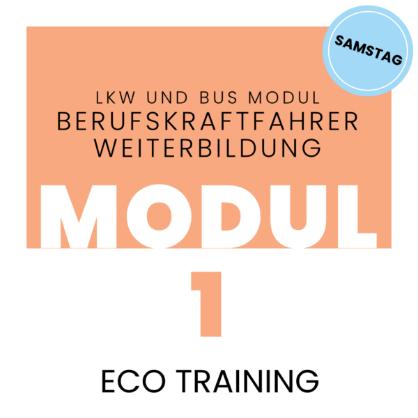Grafik zur Berufskraftfahrer-Weiterbildung Modul 1: Eco Training, Schulung am Samstag.
